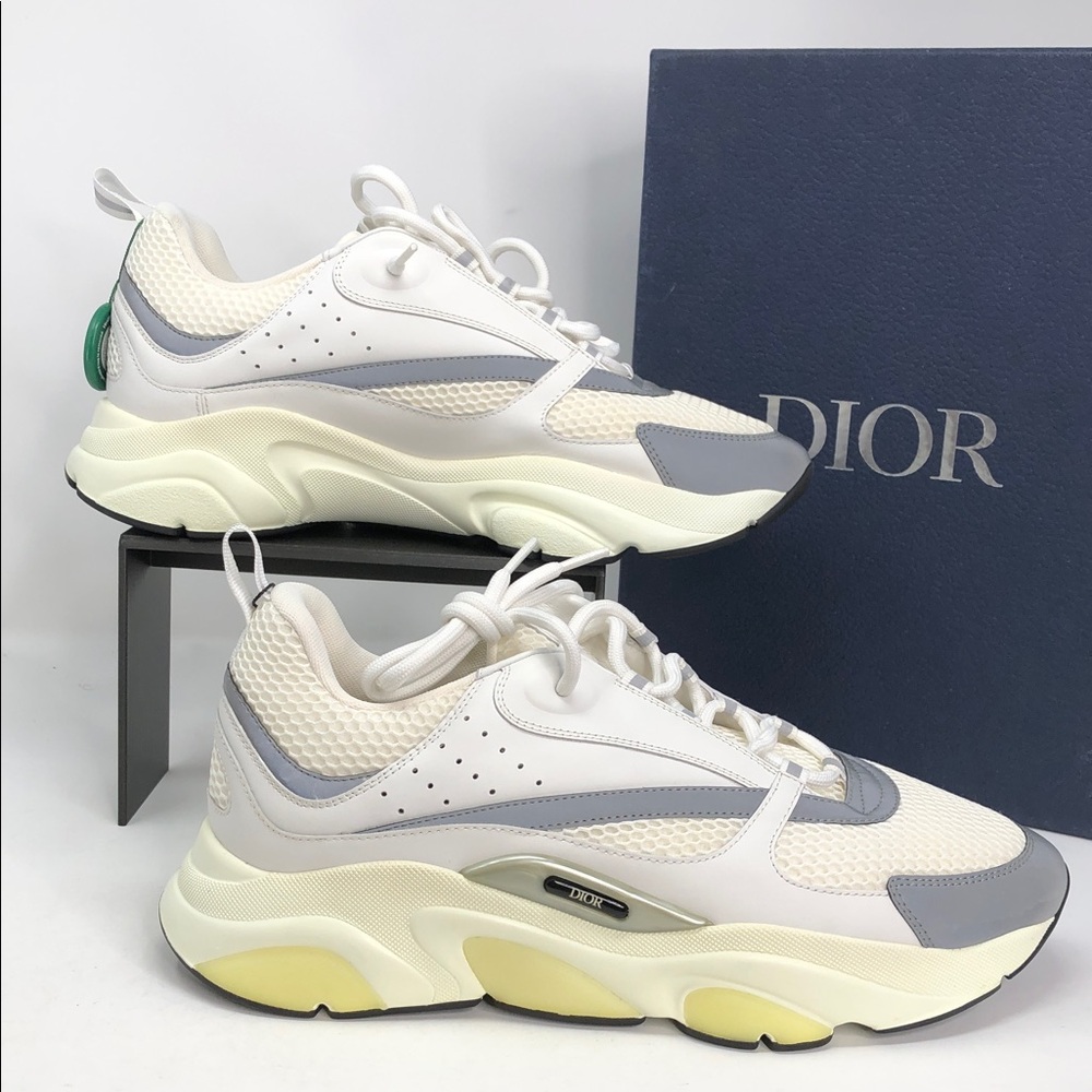 Christian Dior Mens B22 White Silver Designwr Sneakers - Size 46,  US 13